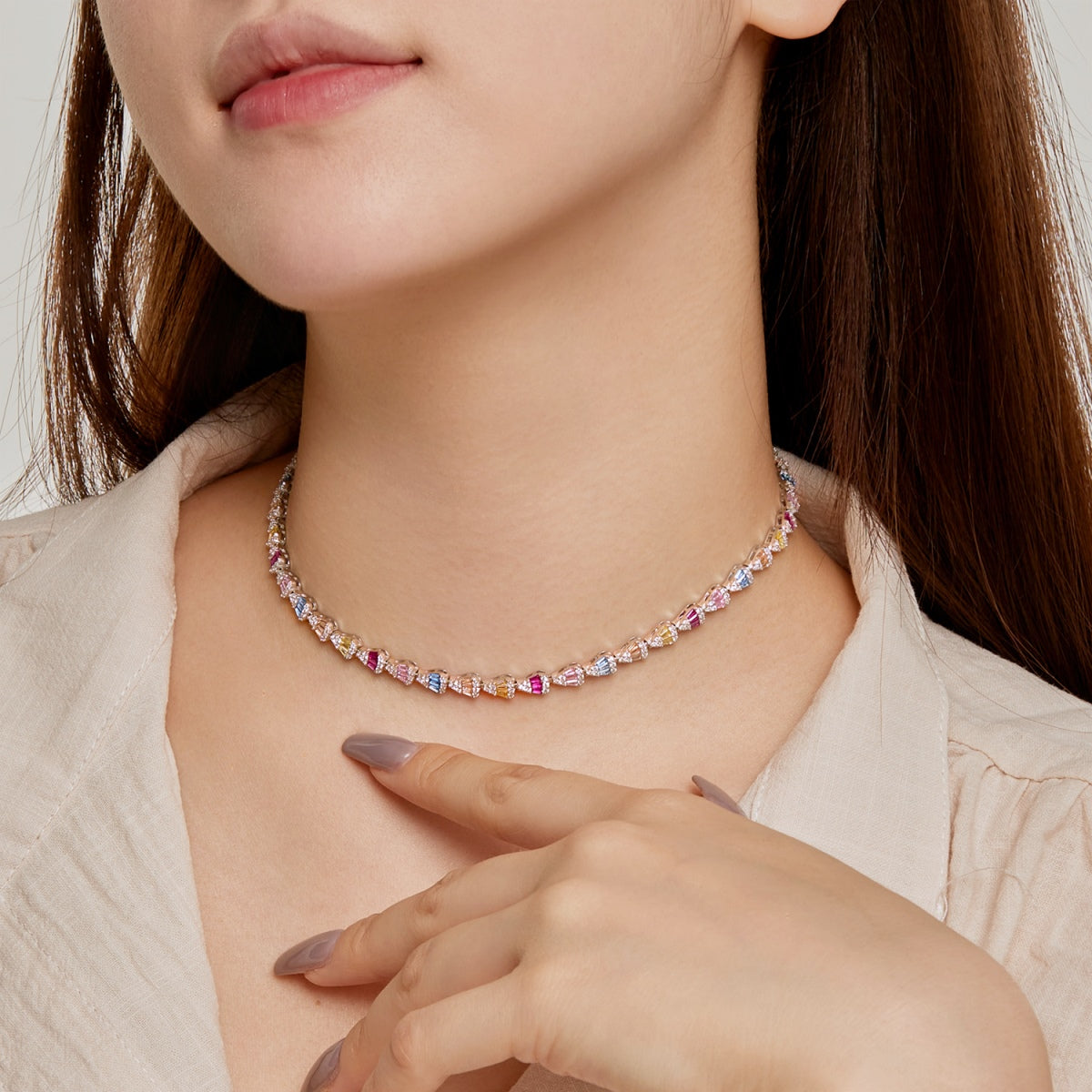 [Kincade Jewelrys] Collier arc-en-ciel coloré et radieux