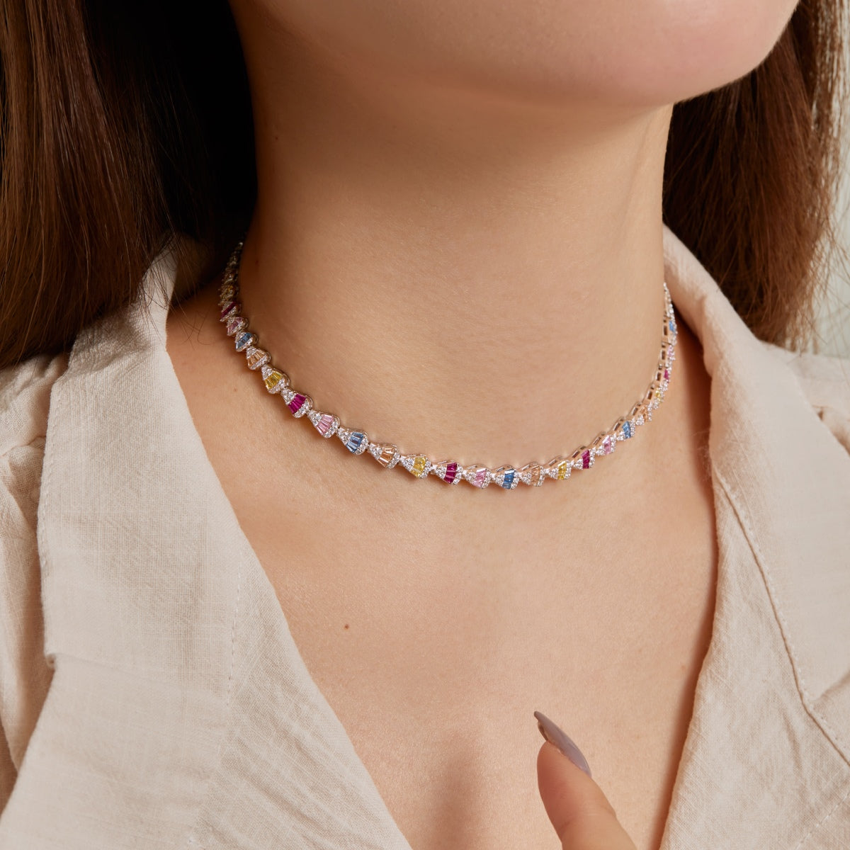 [Kincade Jewelrys] Collier arc-en-ciel coloré et radieux