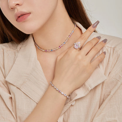 [Kincade Jewelrys] Collier arc-en-ciel coloré et radieux