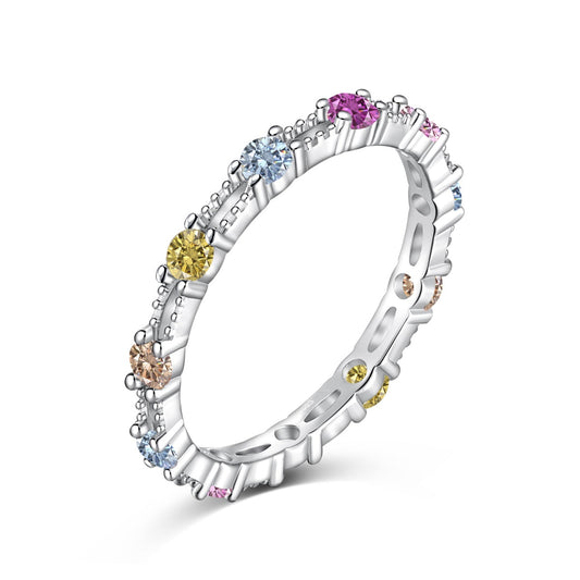 [Kincade Jewelrys] Bague tennis ronde scintillante et colorée