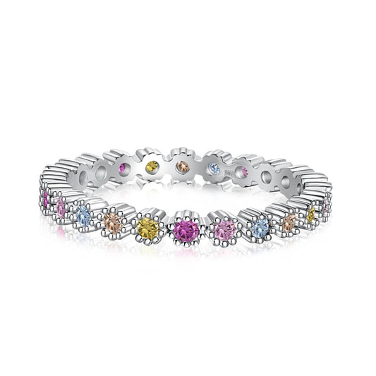 [Kincade Jewelrys] Exquisito anillo de fiesta de corte redondo colorido