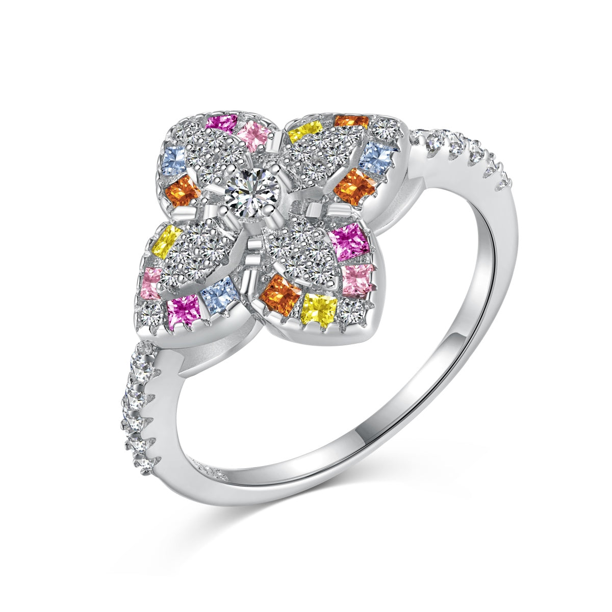 [Kincade Jewelry] Bague de banquet luxueuse en forme de fleur colorée