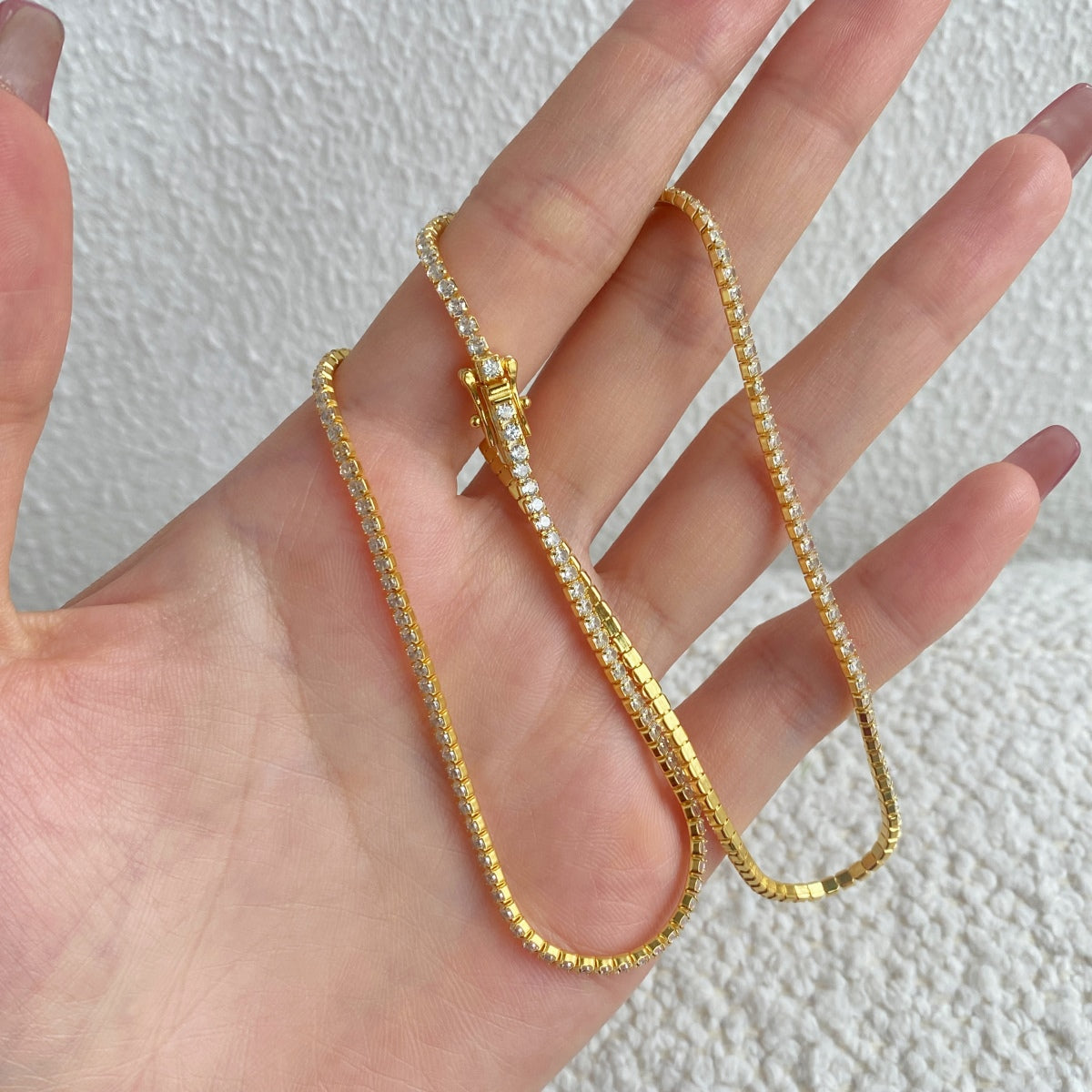 [Kincade Jewelrys] Collier tennis délicat de forme ronde