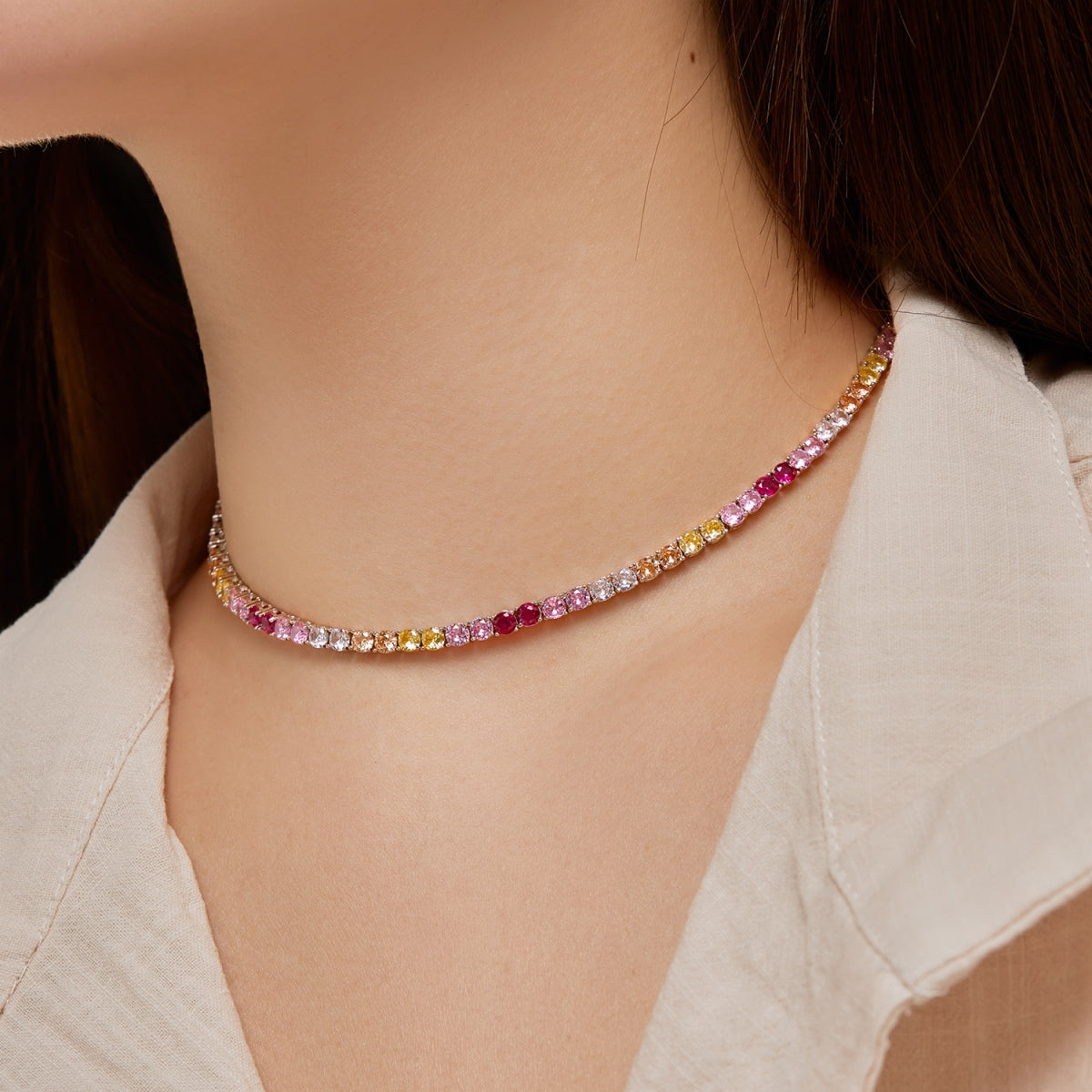 [Kincade Jewelrys] Collier tennis délicat et coloré