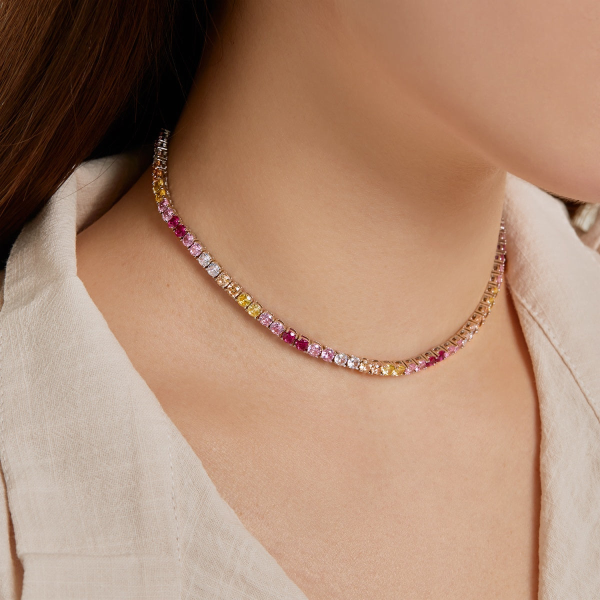 [Kincade Jewelrys] Collier tennis délicat et coloré