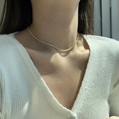 [Kincade Jewelrys] Collier tennis délicat de forme ronde