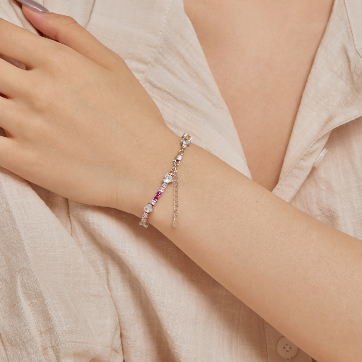 [Kincade Jewelrys] Bracelet romantique en forme de cœur avec perles rondes