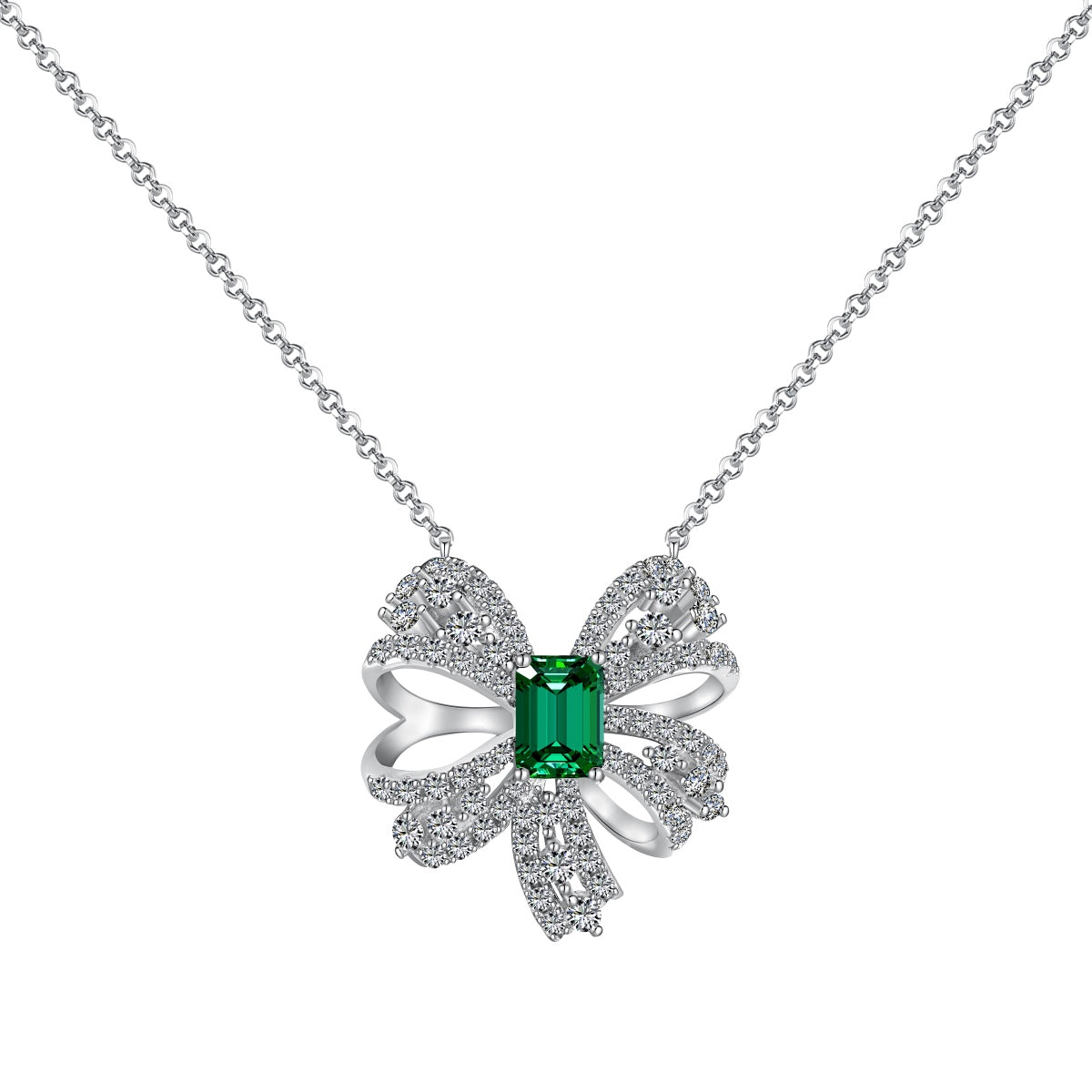 [Kincade Jewelry] Collier luxueux en forme de fleur avec taille émeraude