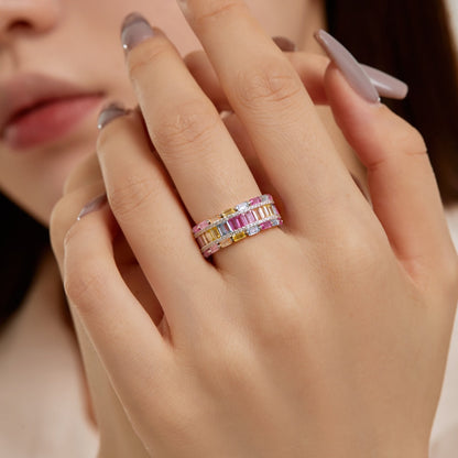 [Kincade Jewelrys] Bague de fête éclatante et colorée à taille radieuse