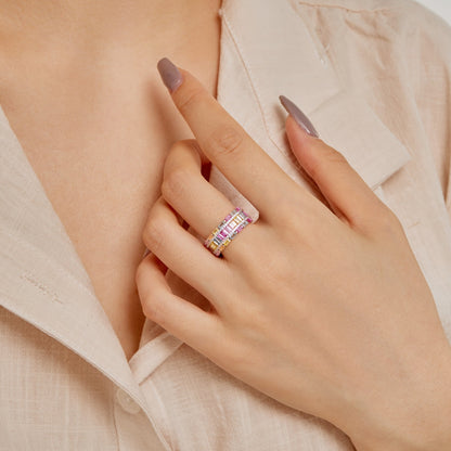 [Kincade Jewelrys] Bague de fête éclatante et colorée à taille radieuse