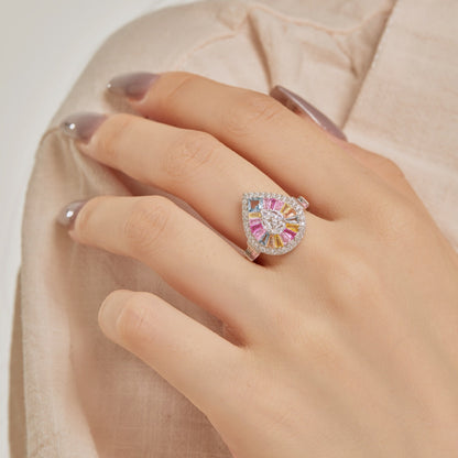 [Kincade Jewelrys] Bague de banquet élégante et colorée en forme de goutte d'eau