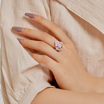 [Kincade Jewelrys] Bague de banquet élégante et colorée en forme de goutte d'eau