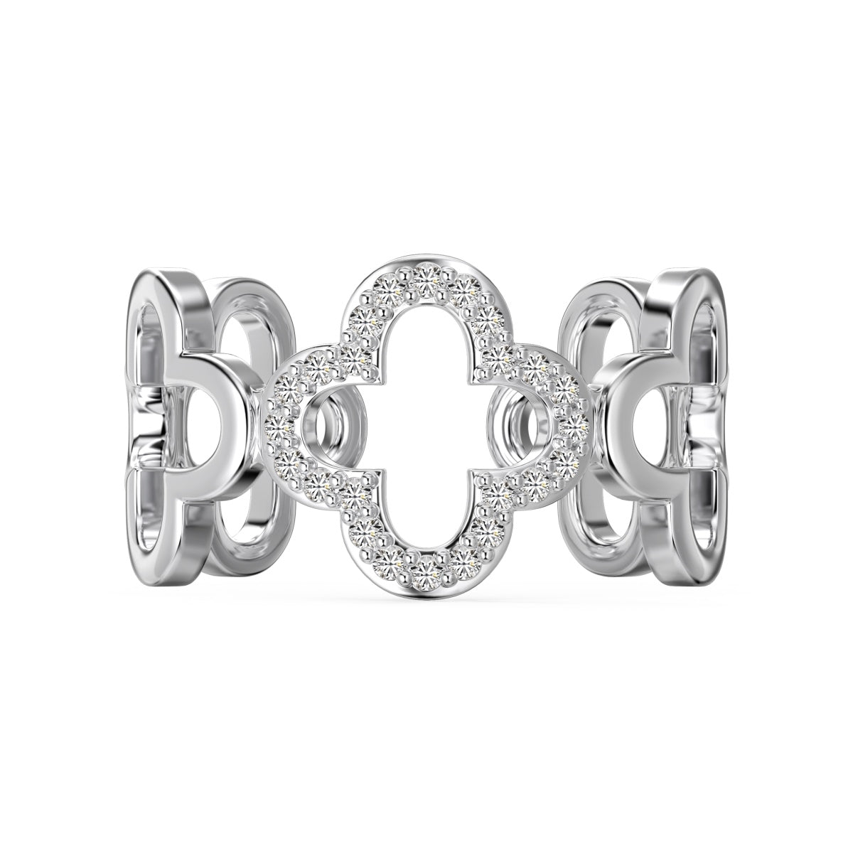 [Kincade Jewelrys]Hollow Design Four-Leaf Clover Flower Shape Ring