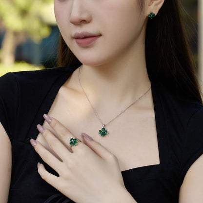 [Kincade Jewelrys] Bague boule trèfle à quatre feuilles en forme de cœur