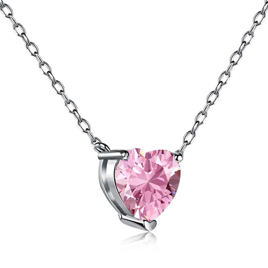 [Joyas Kincade] Collar con colgante de piedra principal en forma de corazón para clavícula