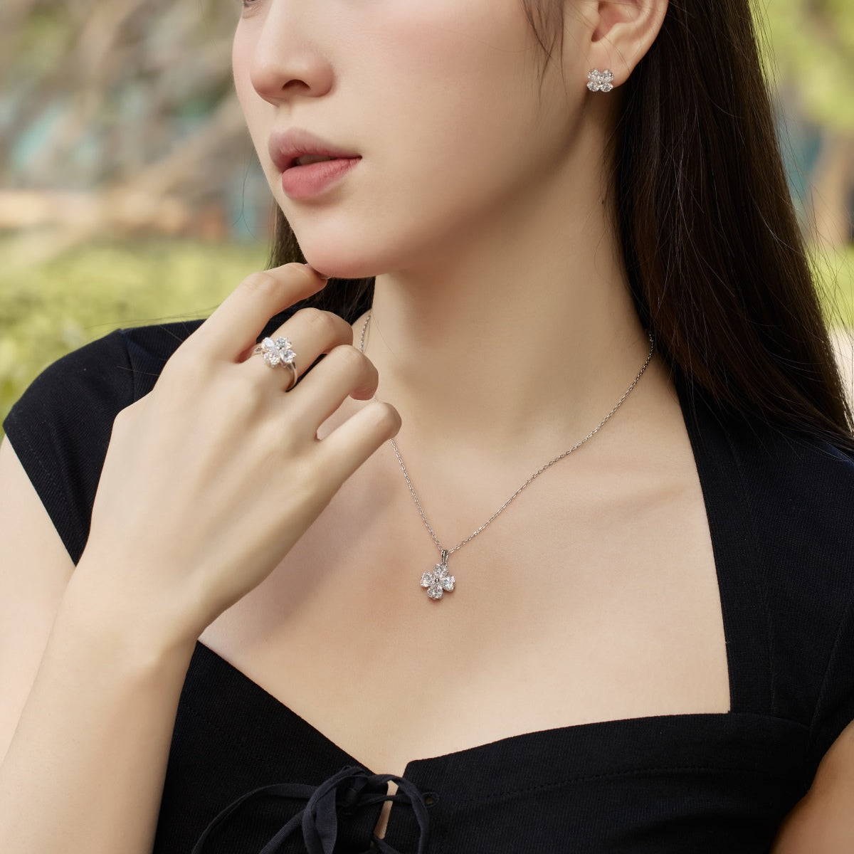 [Kincade Jewelrys]Four-Leaf Clover Ball Earrings