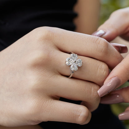 [Kincade Jewelrys] Bague boule trèfle à quatre feuilles en forme de cœur