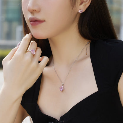 [Kincade Jewelrys]Heart-Shaped Four-Leaf Clover Bead Necklace