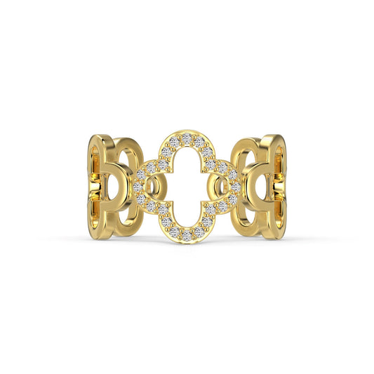 [Joyas Kincade] Anillo con diseño hueco de trébol de cuatro hojas