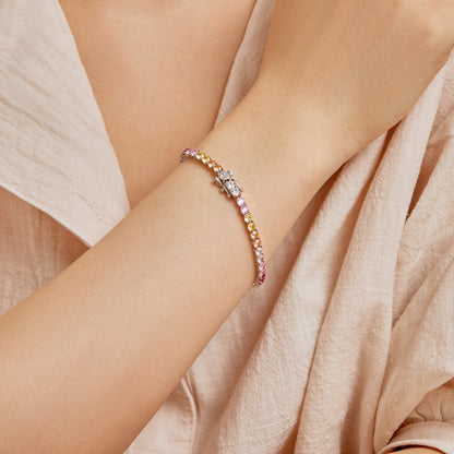 [Kincade Jewelrys] Bracelet tennis rond coloré et éclatant