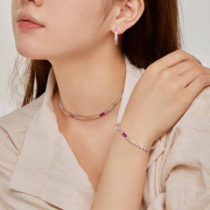 [Kincade Jewelrys] Bracelet tennis rond coloré et éclatant