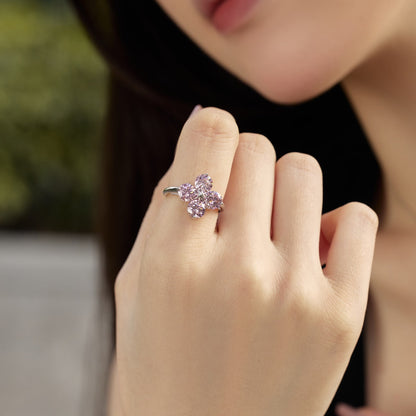 [Kincade Jewelry] Bague étoile à huit branches et trèfle à quatre feuilles