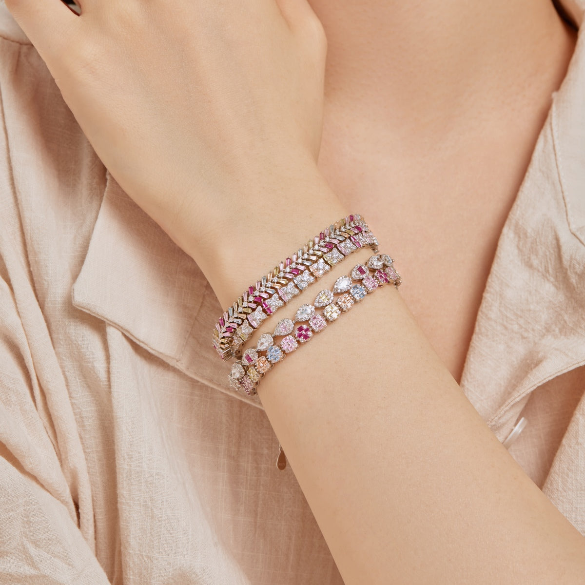 [Kincade Jewelrys]Delicate Colorful Emerald Cut Daily Bracelet