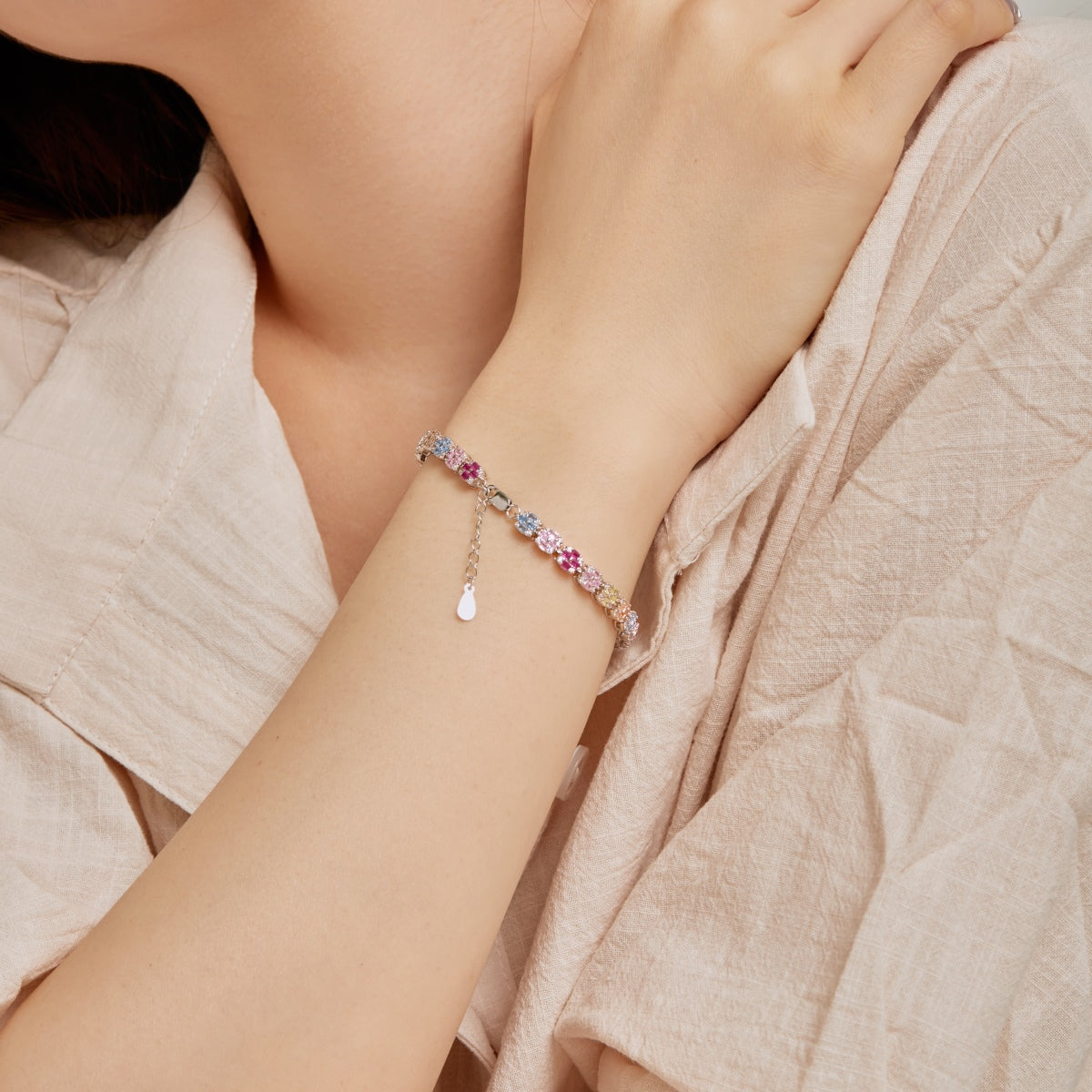 [Kincade Jewelrys]Delicate Colorful Emerald Cut Daily Bracelet