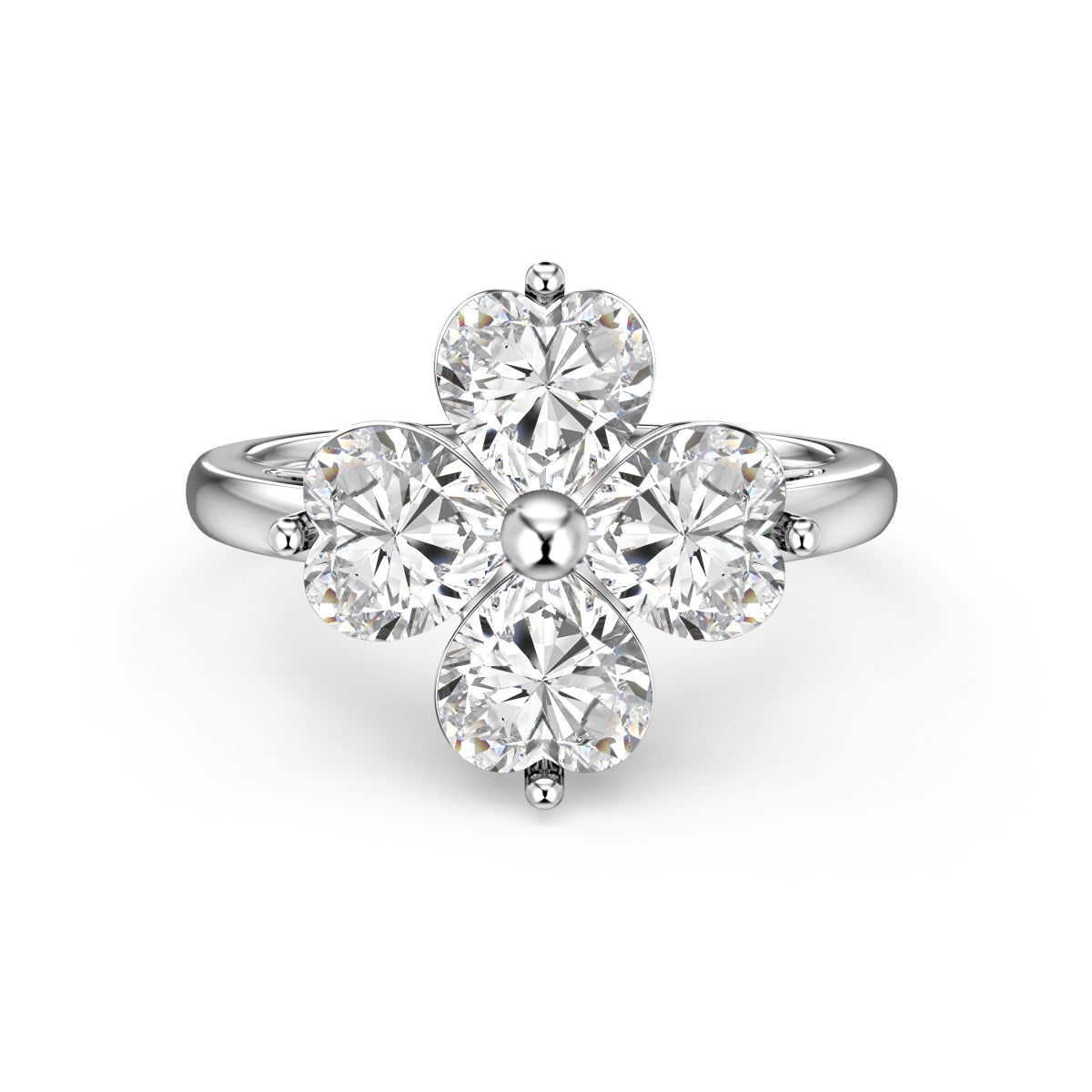 [Kincade Jewelrys] Bague boule trèfle à quatre feuilles en forme de cœur