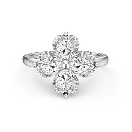 [Joyas Kincade] Anillo de trébol de cuatro hojas en forma de corazón