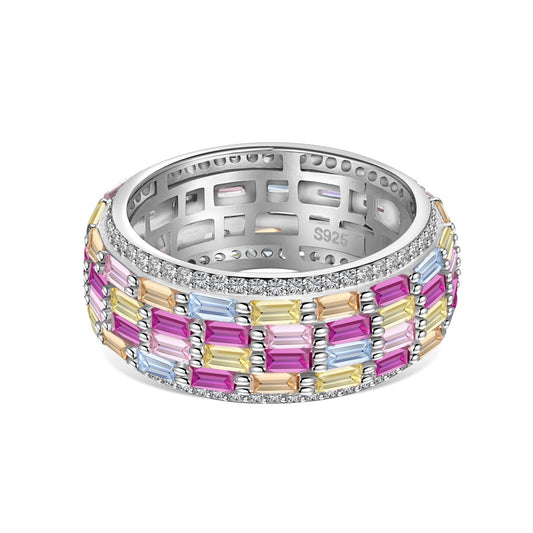 [Joyas Kincade] Anillo diario con corte radiante y colorido
