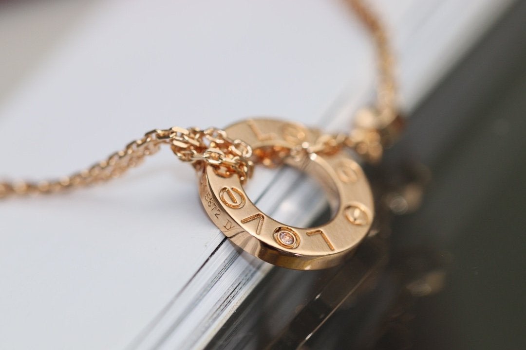 [Kincade Jewelrys]LOVE NECKLACE ADJUSTABLE ROSE GOLD 2 DIAMOND