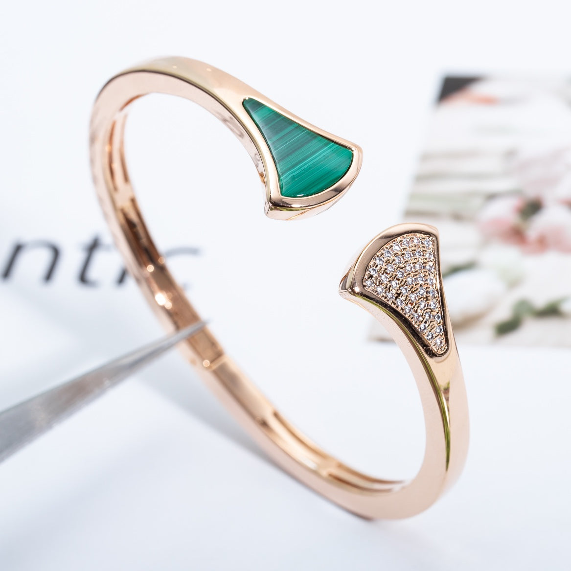 [Kincade Jewelrys] BRACELET DREAM OUVERT MALACHITE OR ROSE
