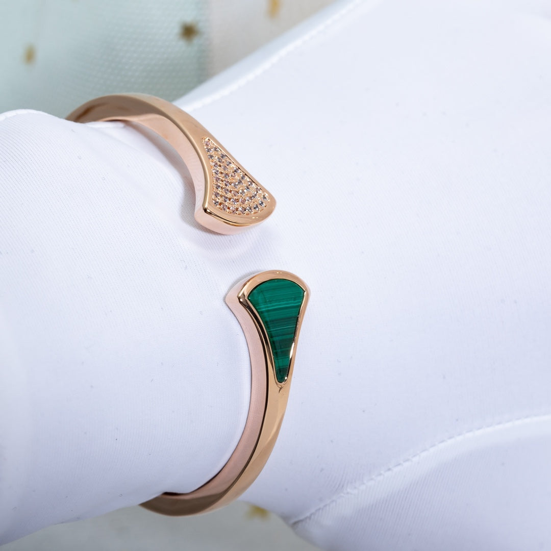[Kincade Jewelrys] BRACELET DREAM OUVERT MALACHITE OR ROSE