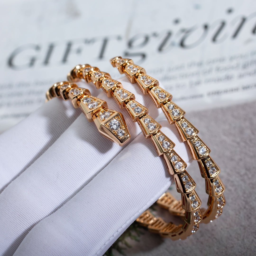 [Kincade Jewelrys]SERPENTI BRACELET PINK GOLD DIAMOND DOUBLE ROW