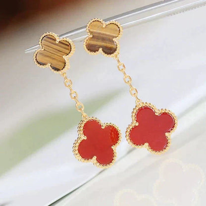 [Kincade Jewelrys]Boucles d'oreilles en cornaline et œil de tigre à deux motifs