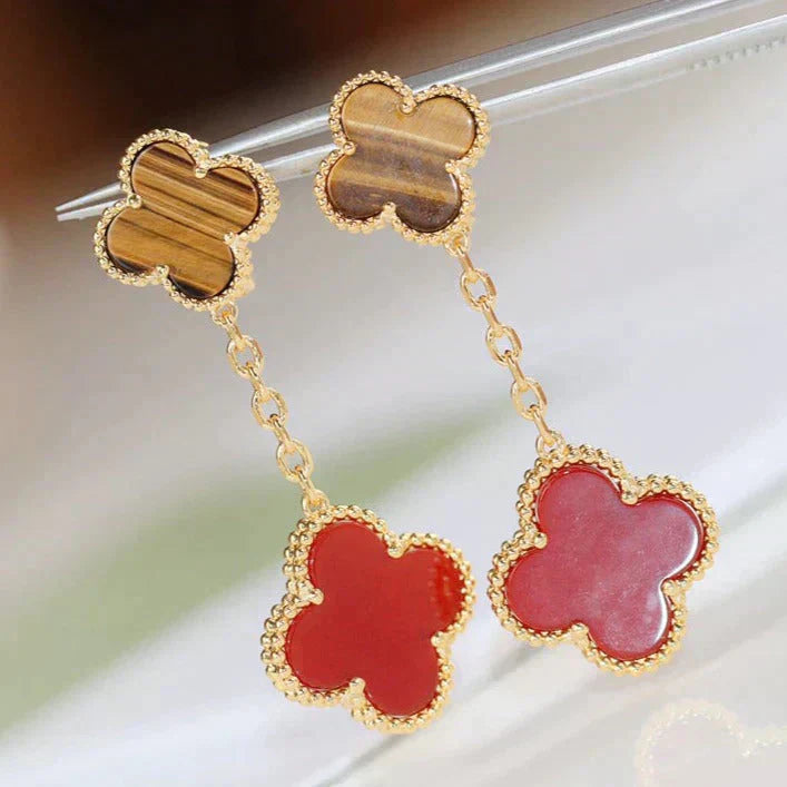 [Kincade Jewelrys]Boucles d'oreilles en cornaline et œil de tigre à deux motifs