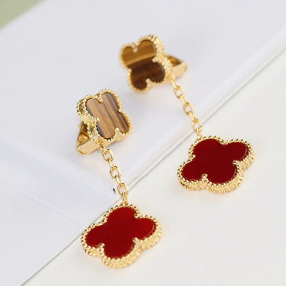 [Kincade Jewelrys]Boucles d'oreilles en cornaline et œil de tigre à deux motifs