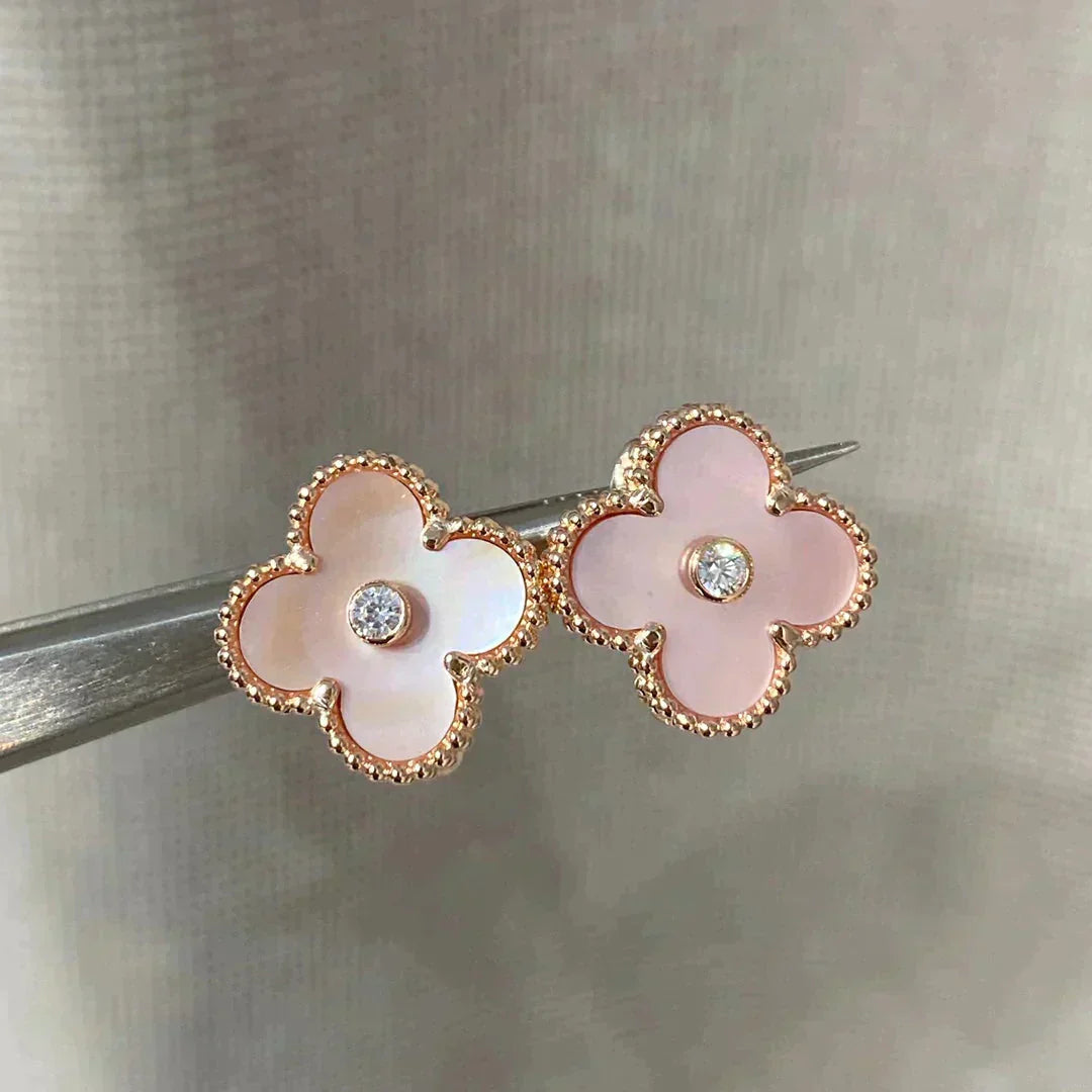 [Kincade Jewelrys]Boucles d'oreilles Clover Medium 1 Motifs Rose Mop Diamant