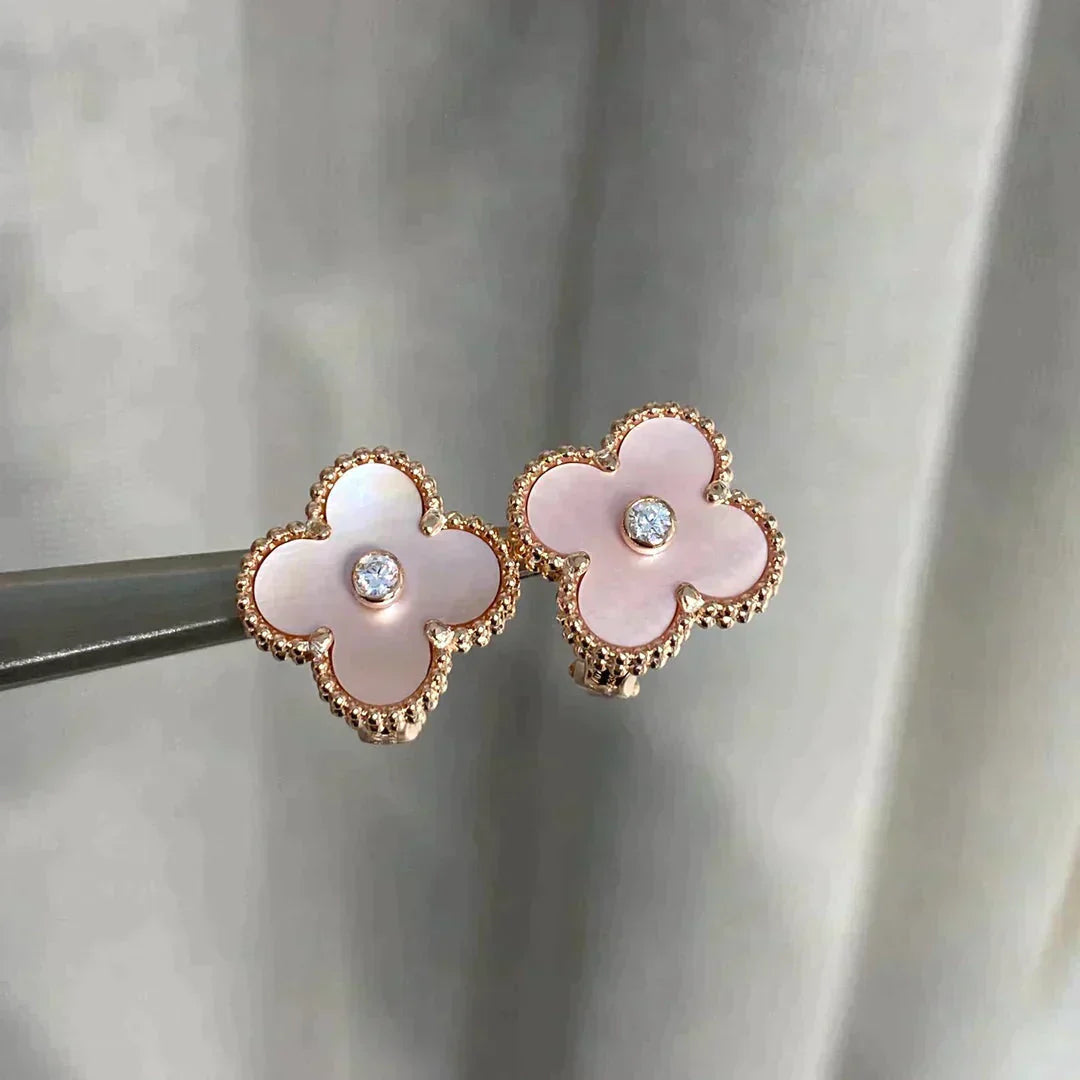 [Kincade Jewelrys]Boucles d'oreilles Clover Medium 1 Motifs Rose Mop Diamant