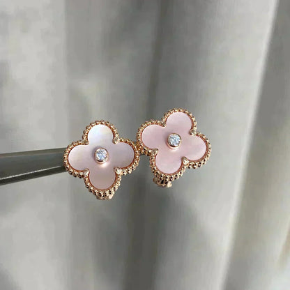 [Kincade Jewelrys]Boucles d'oreilles Clover Medium 1 Motifs Rose Mop Diamant
