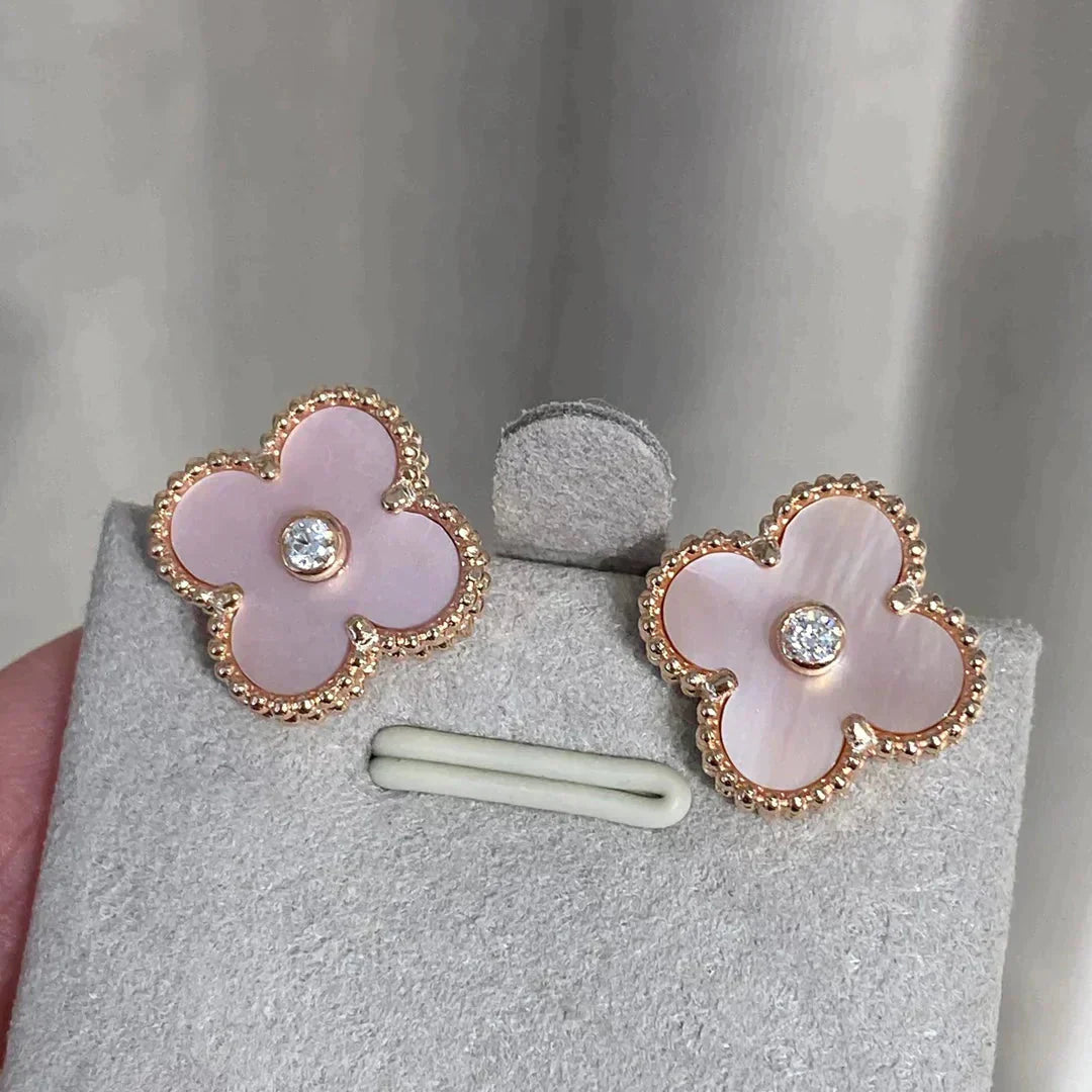 [Kincade Jewelrys]Boucles d'oreilles Clover Medium 1 Motifs Rose Mop Diamant