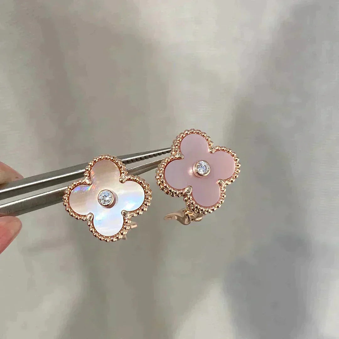 [Kincade Jewelrys]Boucles d'oreilles Clover Medium 1 Motifs Rose Mop Diamant