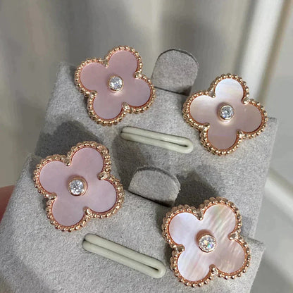 [Kincade Jewelrys]Boucles d'oreilles Clover Medium 1 Motifs Rose Mop Diamant