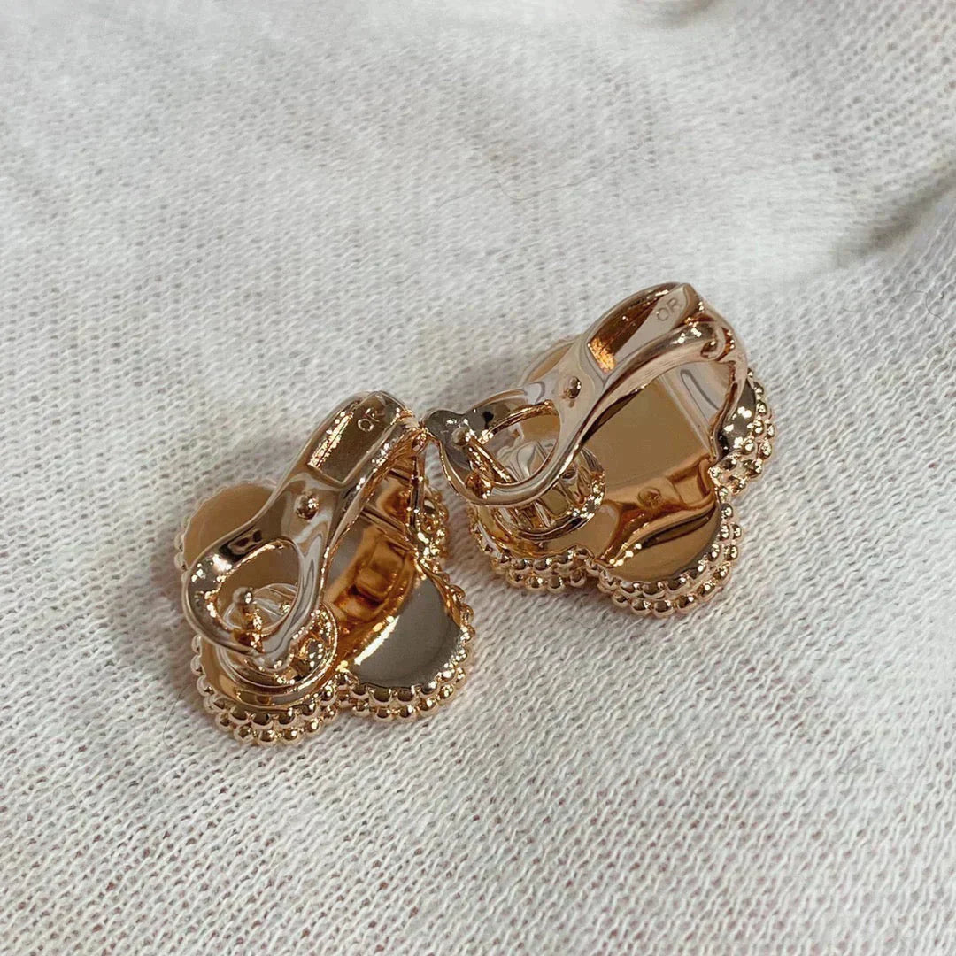 [Kincade Jewelrys]CLOVER MEDIUM 1 MOTIFS CARNELIAN  DIAMOND earrings