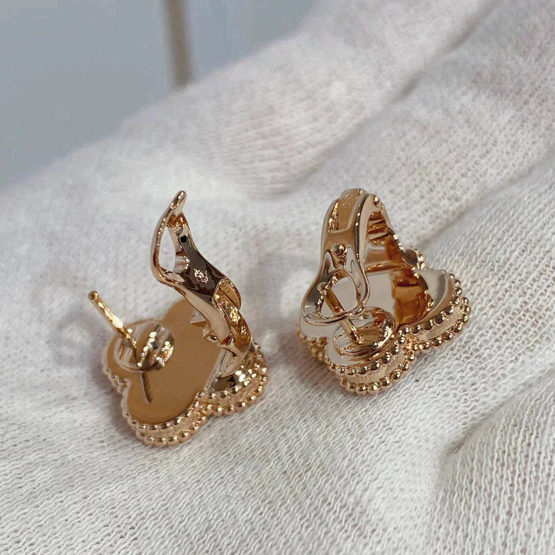 [Kincade Jewelrys]CLOVER MEDIUM 1 MOTIFS CARNELIAN  DIAMOND earrings