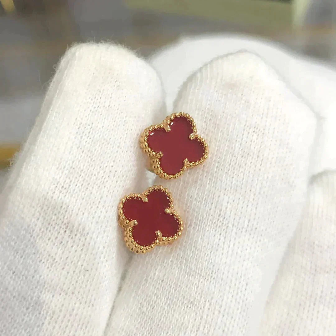 [Kincade Jewelrys]Boucles d'oreilles Clover Mini 9,5 mm en cornaline