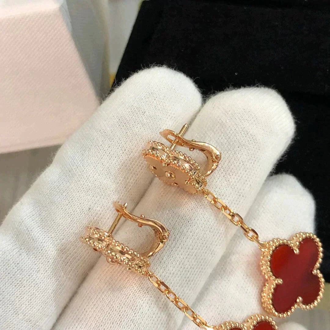 [Kincade Jewelrys]CLOVER 2 MOTIF  LASER CARNELIAN EARRINGS