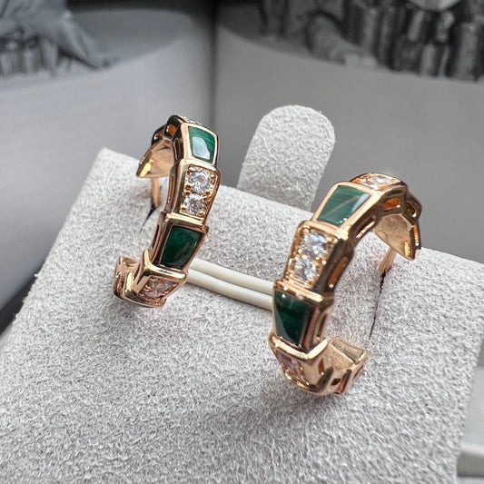 [Kincade Jewelrys]Boucles d'oreilles serpenti malachite or rose