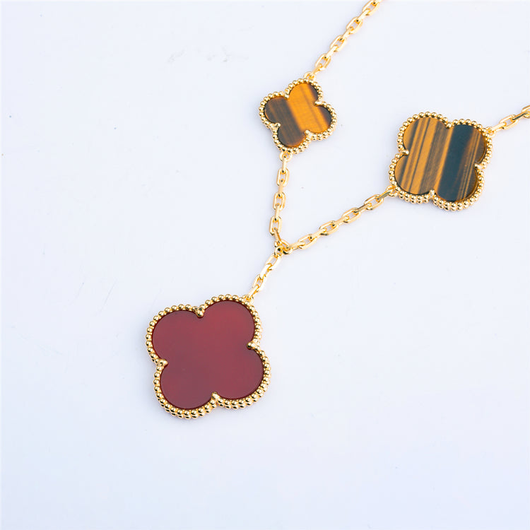 [Kincade Jewelrys]CLOVER BRACELET 5 MOTIFS CARNELIAN TIGER EYE